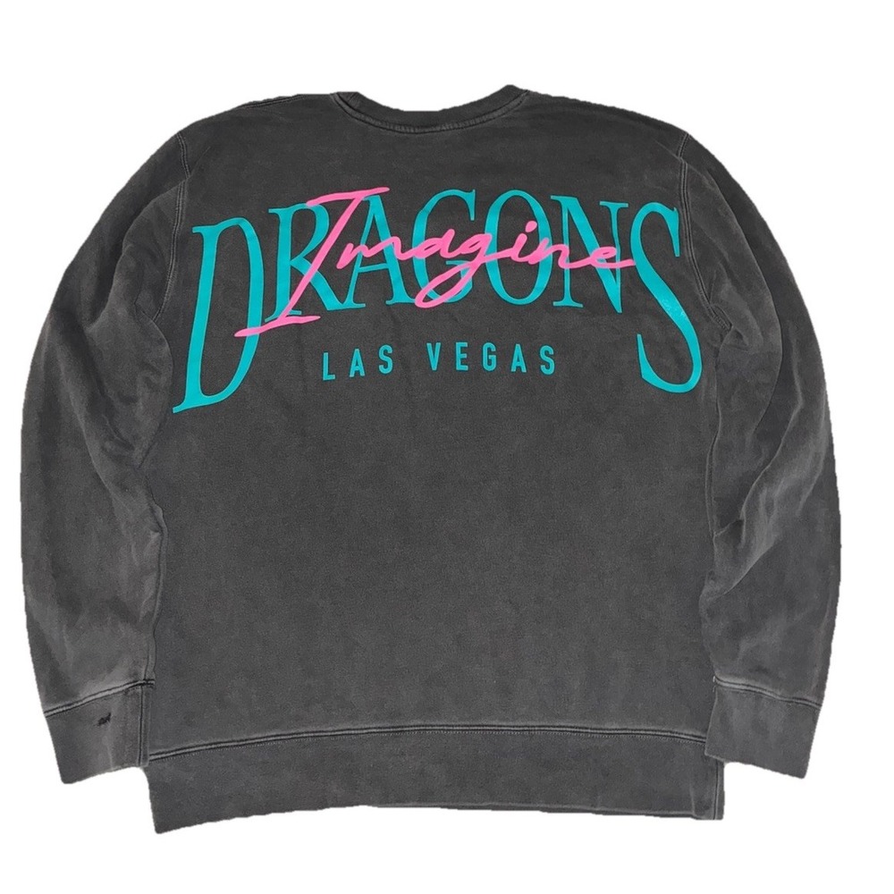 Imagine Dragons Crewneck L Pigment Black Script Logo‎ Tour Merch NEW *flaws